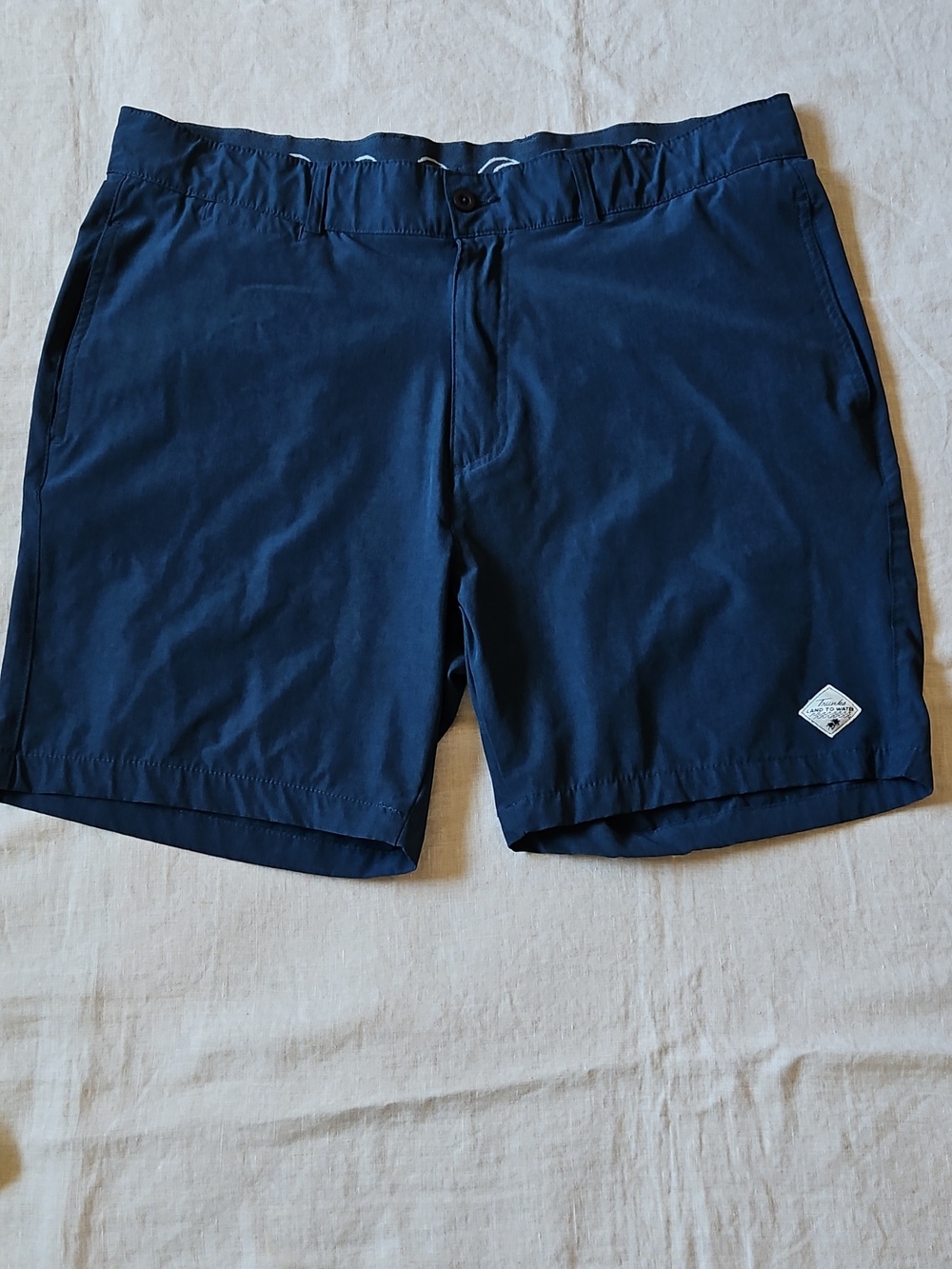Trunks Indigo Blue Flat Casual Lightweight Shorts With Inner Drawstrings Size 36